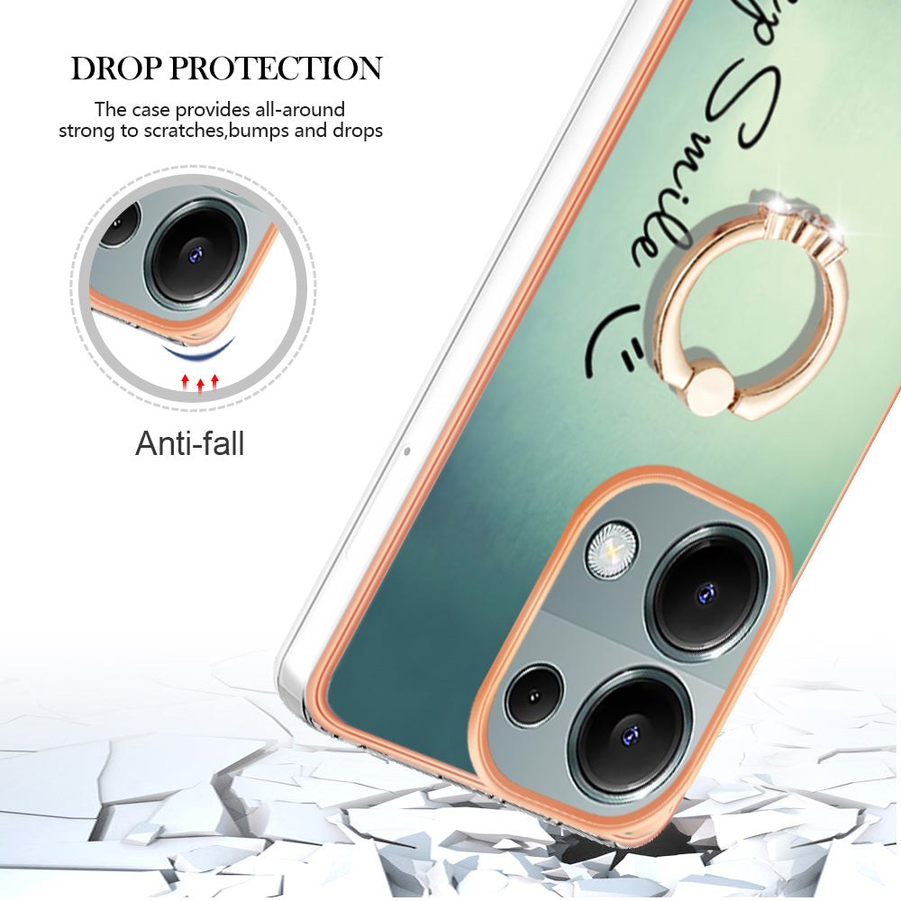 YB IMD Series-20 Style D for Xiaomi Redmi Note 13 Pro 4G / Poco M6 Pro 4G TPU Case Ring Kickstand 2.0mm Back Cover - Keep Smile