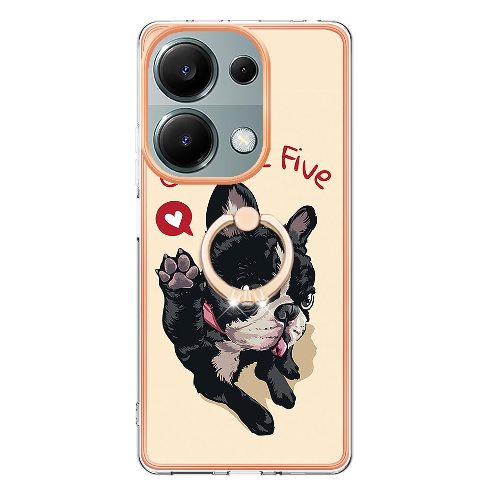 YB IMD Series-20 Style D for Xiaomi Redmi Note 13 Pro 4G / Poco M6 Pro 4G TPU Case Ring Kickstand 2.0mm Back Cover - Dog