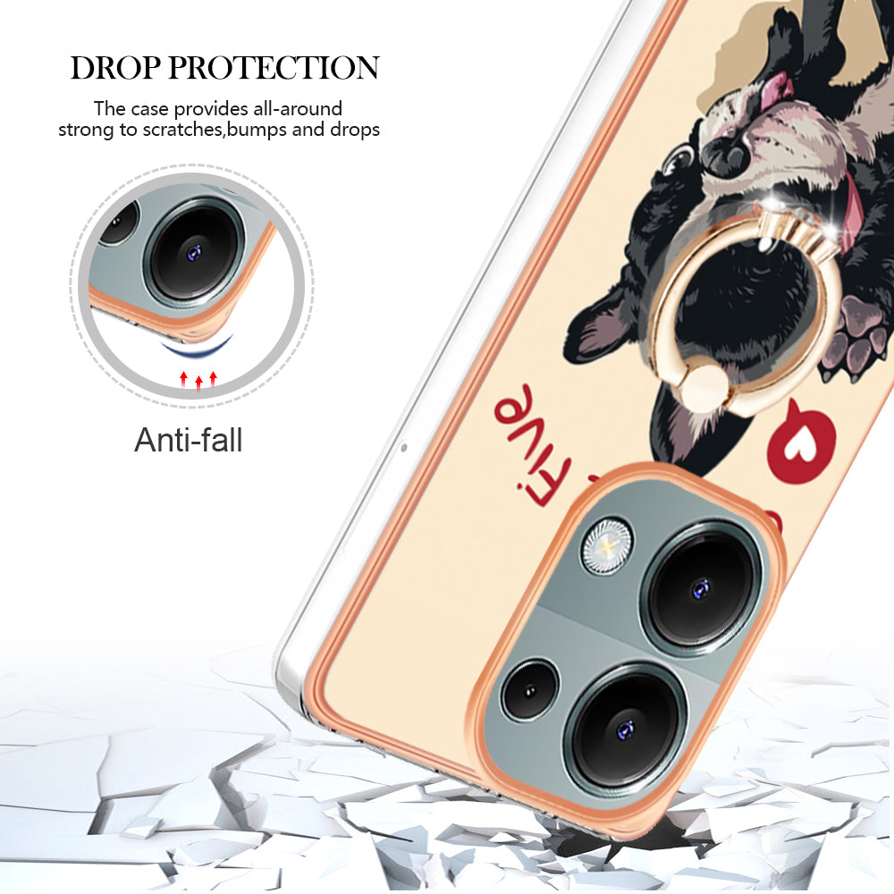 YB IMD Series-20 Style D for Xiaomi Redmi Note 13 Pro 4G / Poco M6 Pro 4G TPU Case Ring Kickstand 2.0mm Back Cover - Dog