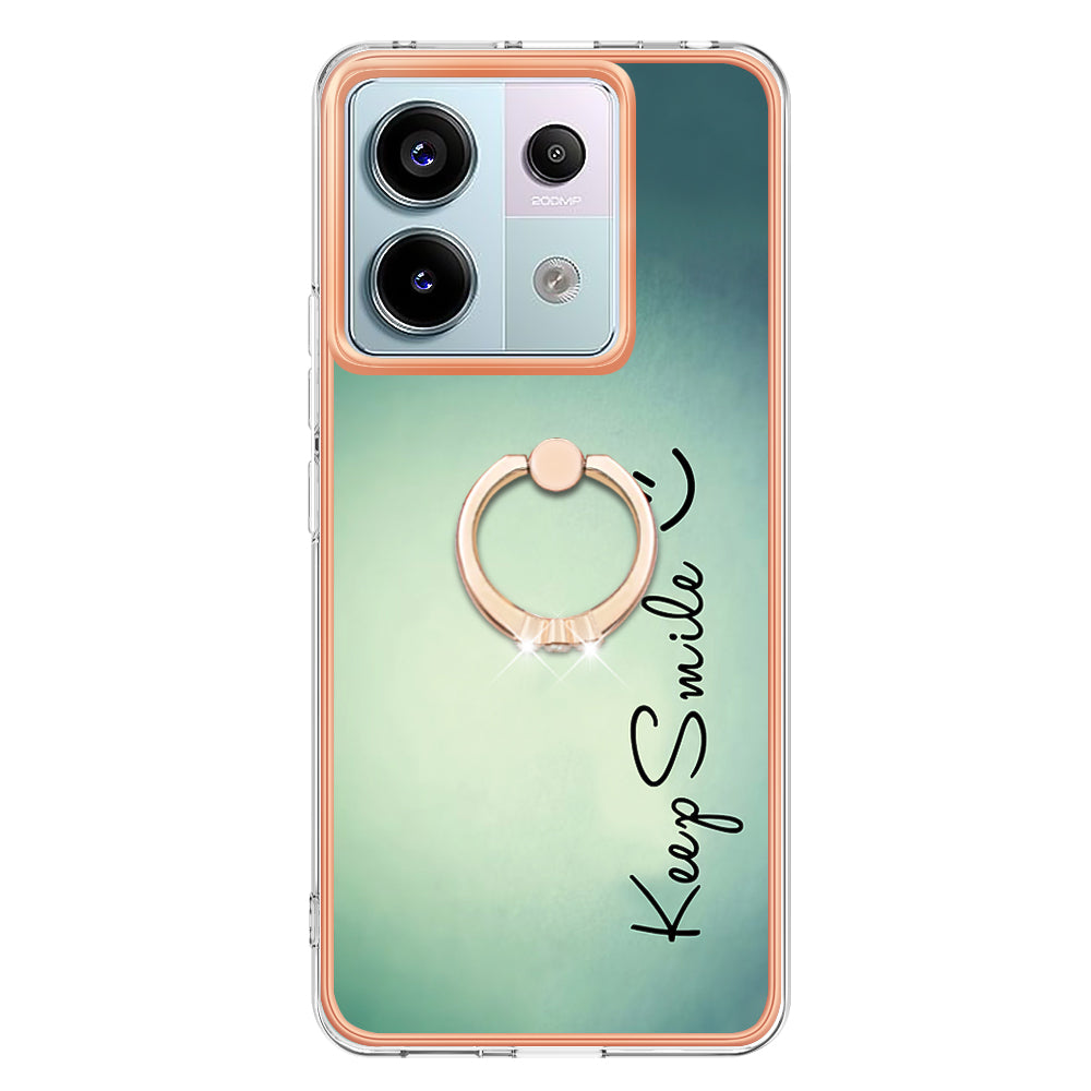 YB IMD Series-20 Style D for Xiaomi Redmi Note 13 Pro 5G / Poco X6 5G Case 2.0mm TPU Ring Kickstand Phone Cover - Keep Smile