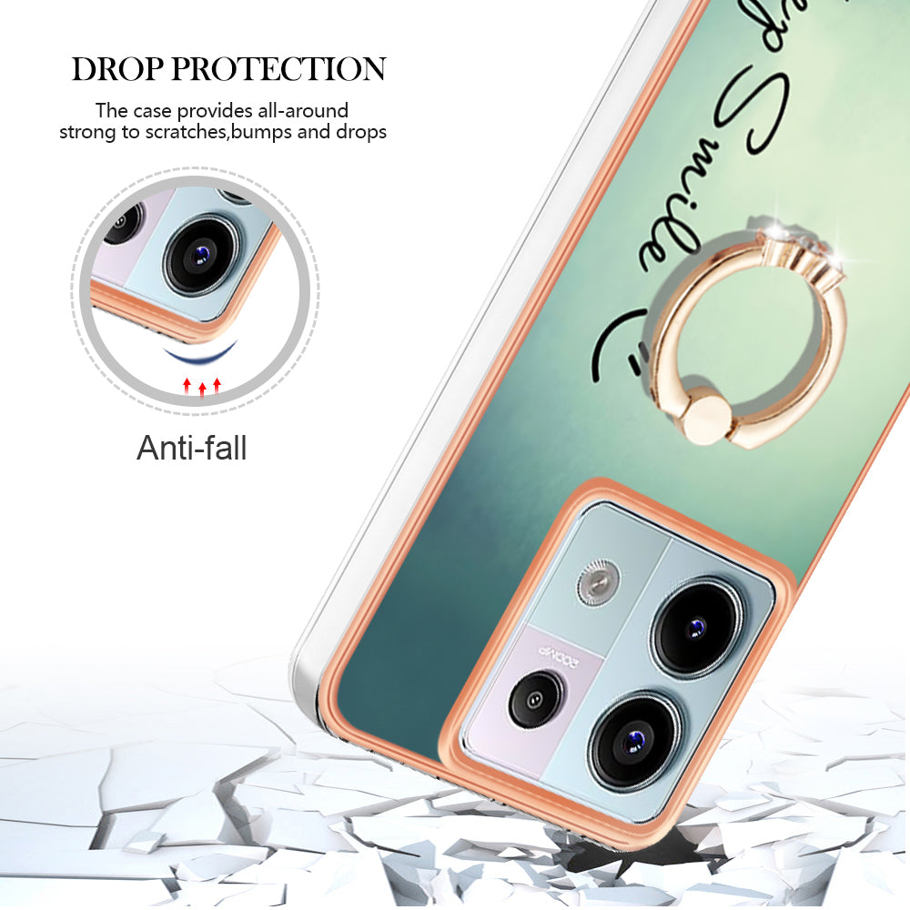 YB IMD Series-20 Style D for Xiaomi Redmi Note 13 Pro 5G / Poco X6 5G Case 2.0mm TPU Ring Kickstand Phone Cover - Keep Smile