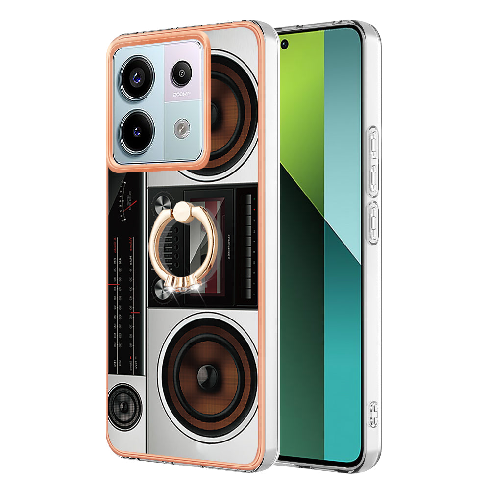 YB IMD Series-20 Style D for Xiaomi Redmi Note 13 Pro 5G / Poco X6 5G Case 2.0mm TPU Ring Kickstand Phone Cover - Radio