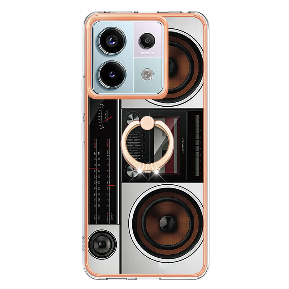 YB IMD Series-20 Style D for Xiaomi Redmi Note 13 Pro 5G / Poco X6 5G Case 2.0mm TPU Ring Kickstand Phone Cover - Radio