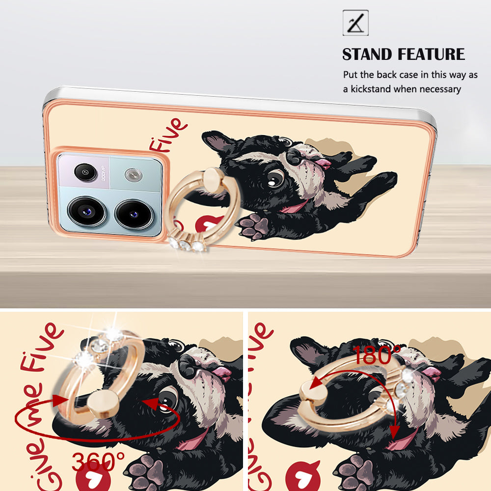 YB IMD Series-20 Style D for Xiaomi Redmi Note 13 Pro 5G / Poco X6 5G Case 2.0mm TPU Ring Kickstand Phone Cover - Dog