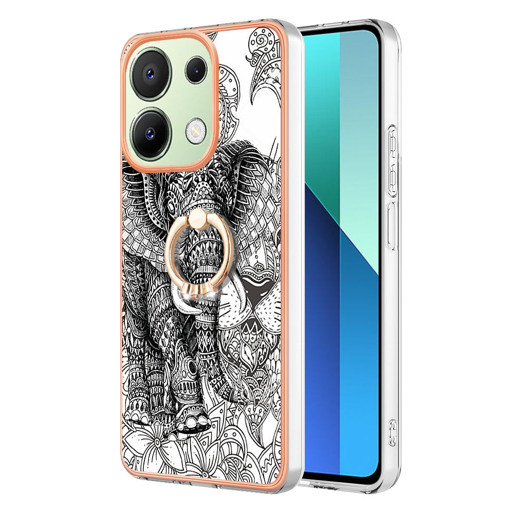 YB IMD Series-20 Style D for Xiaomi Redmi Note 13 4G Case Kickstand TPU Phone Cases Wholesale - Totem Elephant