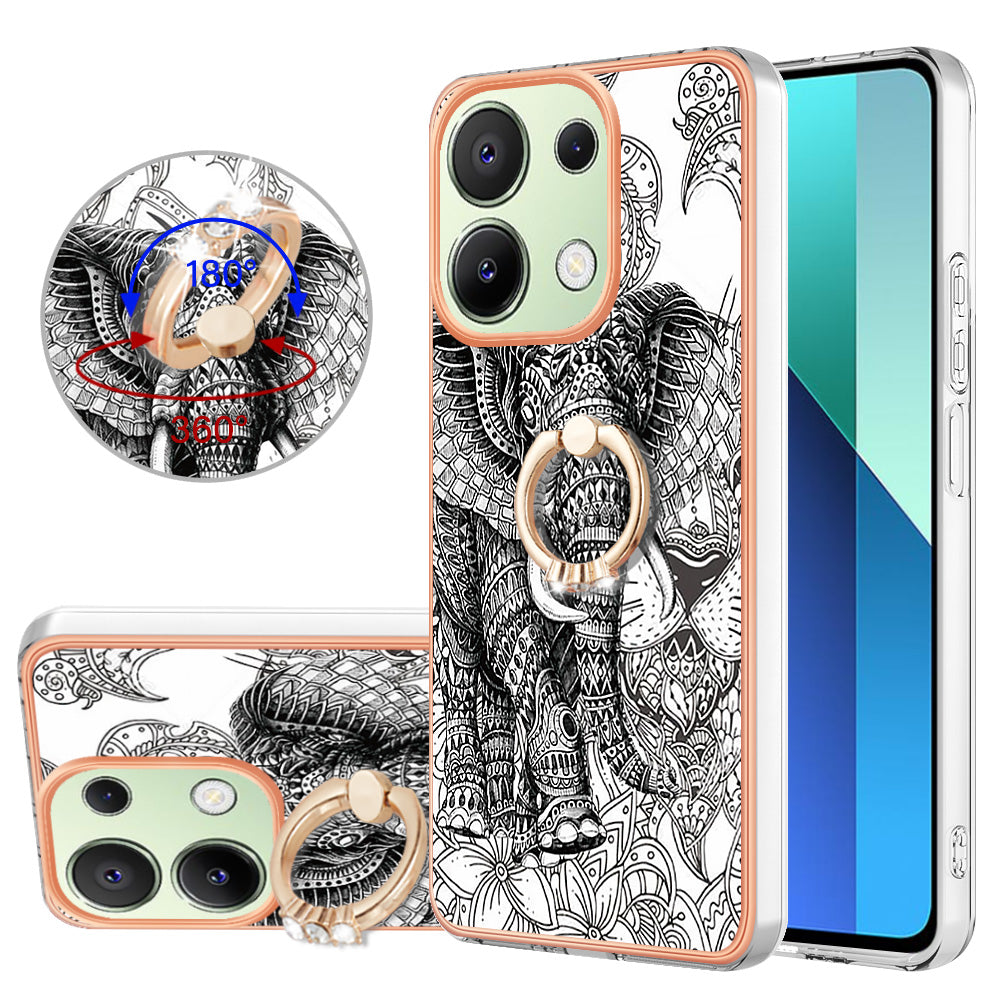 YB IMD Series-20 Style D for Xiaomi Redmi Note 13 4G Case Kickstand TPU Phone Cases Wholesale - Totem Elephant