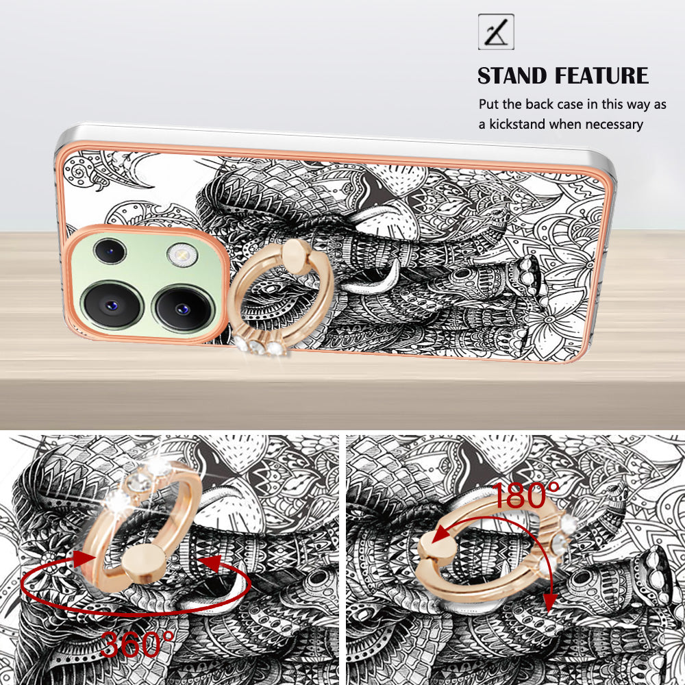 YB IMD Series-20 Style D for Xiaomi Redmi Note 13 4G Case Kickstand TPU Phone Cases Wholesale - Totem Elephant