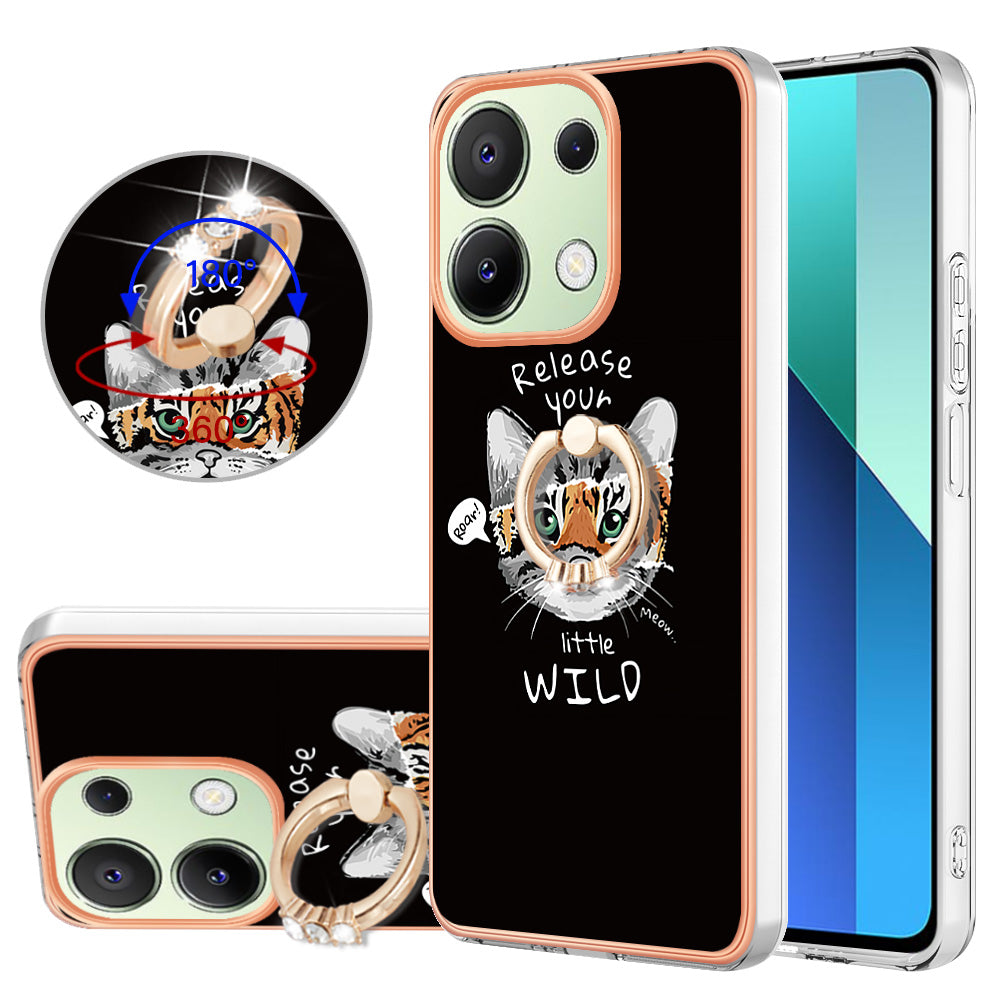 YB IMD Series-20 Style D for Xiaomi Redmi Note 13 4G Case Kickstand TPU Phone Cases Wholesale - Cat / Tiger