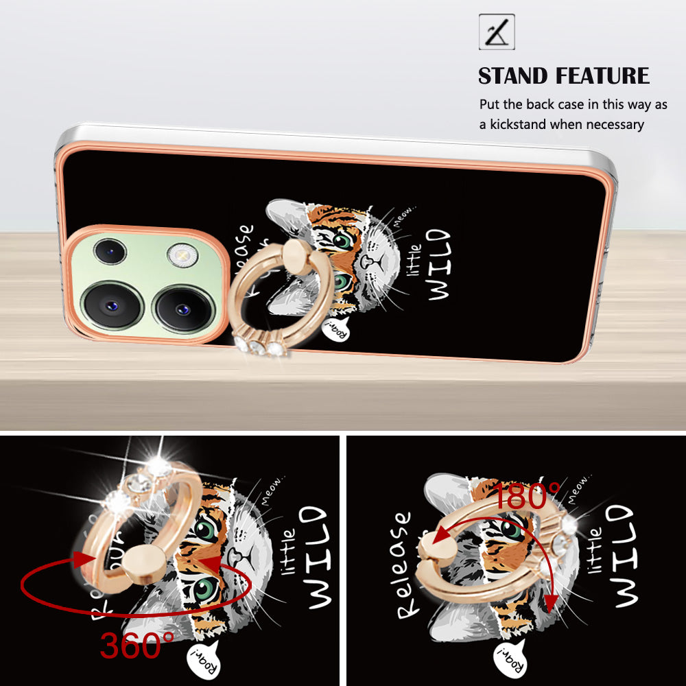 YB IMD Series-20 Style D for Xiaomi Redmi Note 13 4G Case Kickstand TPU Phone Cases Wholesale - Cat / Tiger