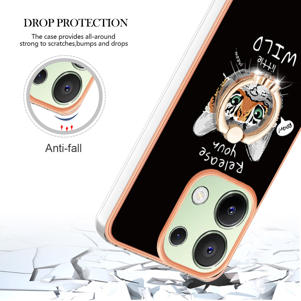 YB IMD Series-20 Style D for Xiaomi Redmi Note 13 4G Case Kickstand TPU Phone Cases Wholesale - Cat / Tiger