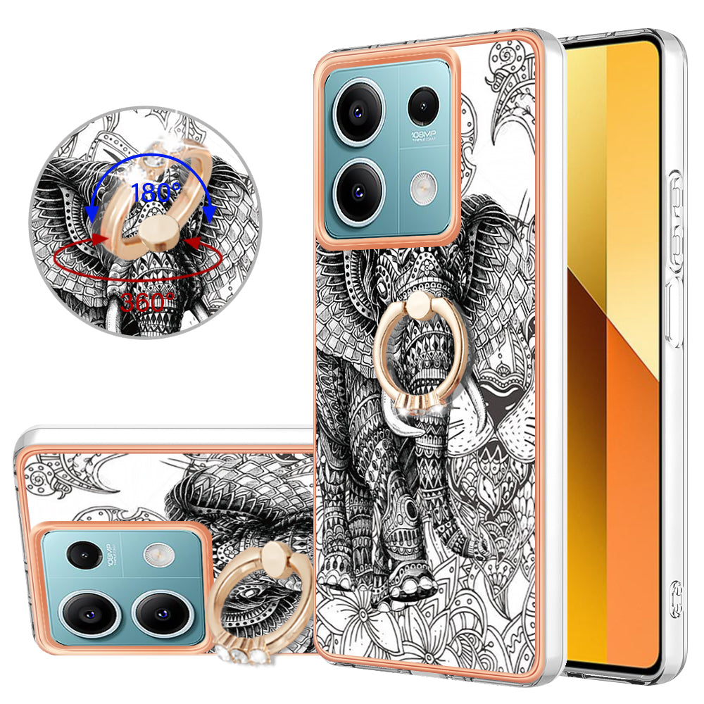 YB IMD Series-20 Style D for Xiaomi Redmi Note 13 5G (Global) Wholesale Case Kickstand TPU Phone Cover - Totem Elephant