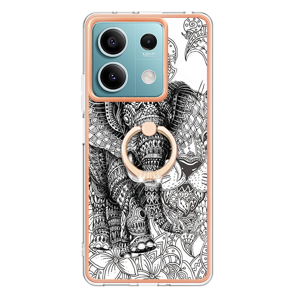 YB IMD Series-20 Style D for Xiaomi Redmi Note 13 5G (Global) Wholesale Case Kickstand TPU Phone Cover - Totem Elephant