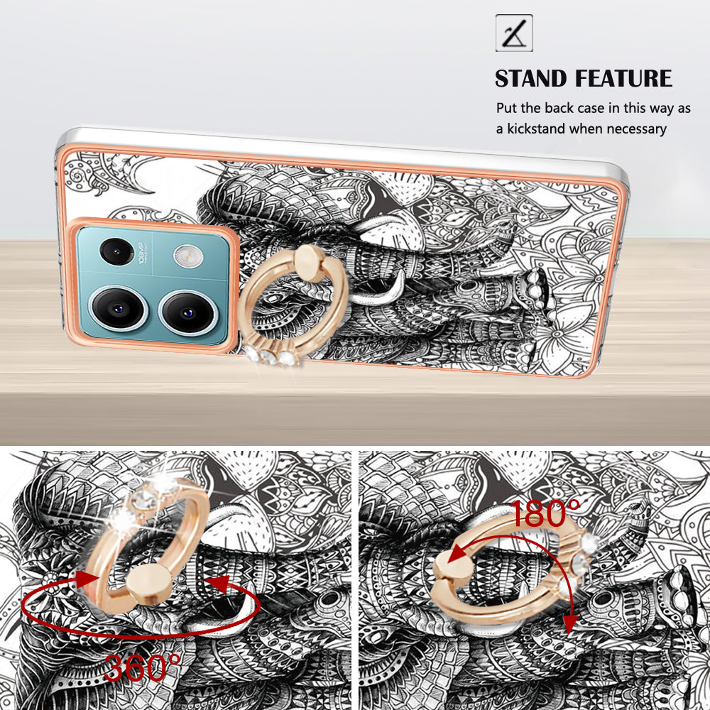 YB IMD Series-20 Style D for Xiaomi Redmi Note 13 5G (Global) Wholesale Case Kickstand TPU Phone Cover - Totem Elephant