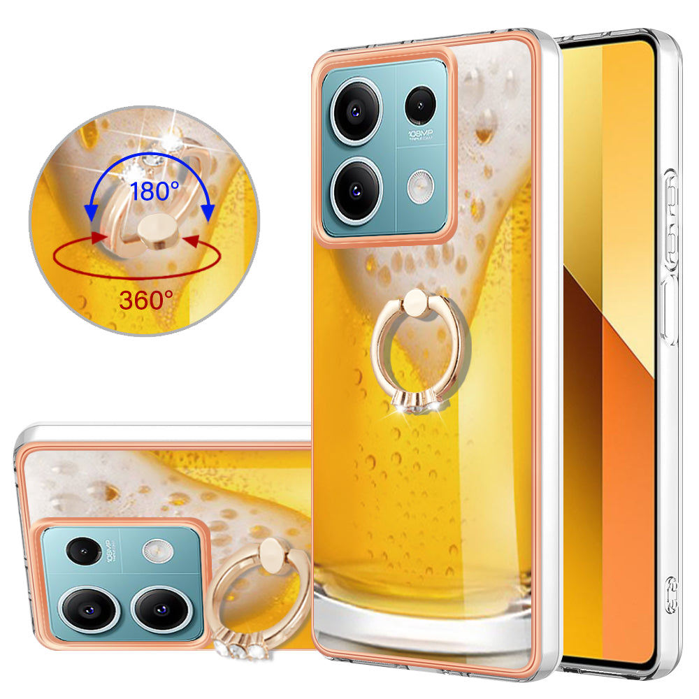 YB IMD Series-20 Style D for Xiaomi Redmi Note 13 5G (Global) Wholesale Case Kickstand TPU Phone Cover - Beer