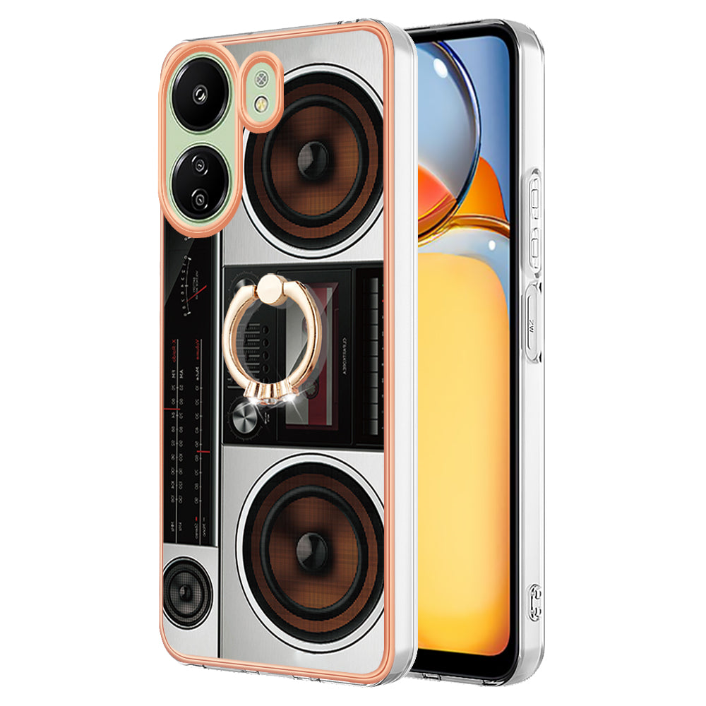 YB IMD Series-20 Style D for Xiaomi Redmi 13C 4G / Poco C65 4G TPU Back Case Ring Kickstand 2.0mm Cover - Radio