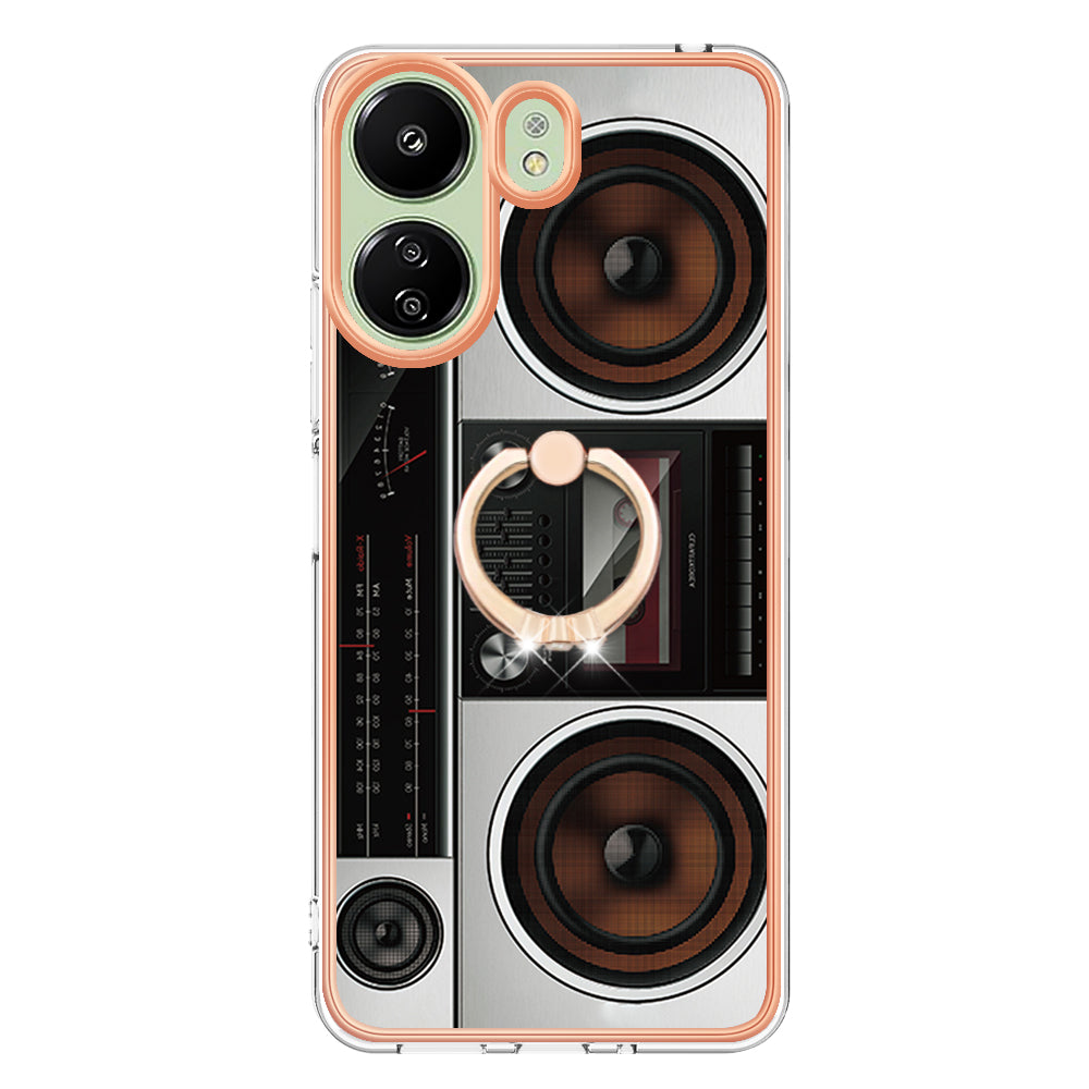 YB IMD Series-20 Style D for Xiaomi Redmi 13C 4G / Poco C65 4G TPU Back Case Ring Kickstand 2.0mm Cover - Radio