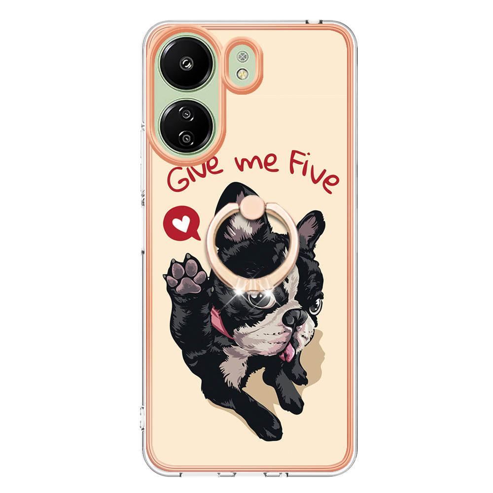 YB IMD Series-20 Style D for Xiaomi Redmi 13C 4G / Poco C65 4G TPU Back Case Ring Kickstand 2.0mm Cover - Dog