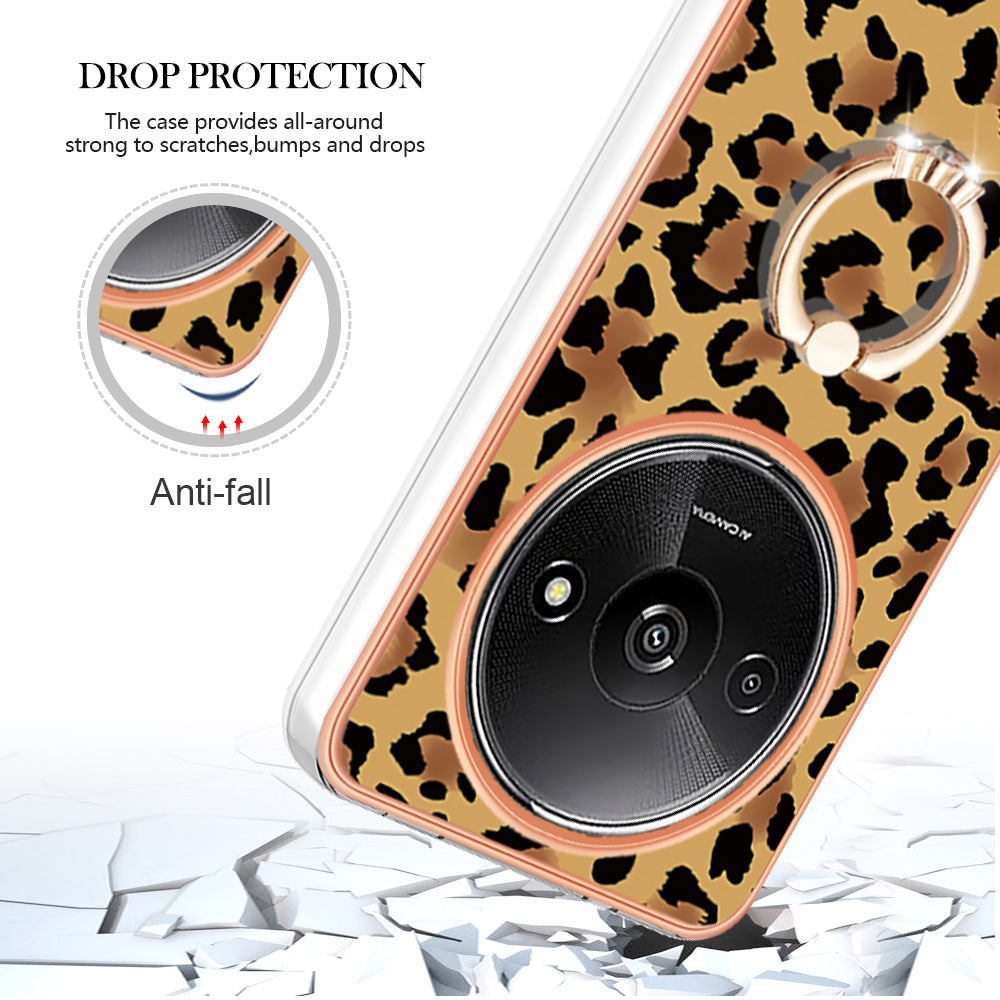 YB IMD Series-20 Style D for Xiaomi Redmi A3 / Poco C61 4G Case 2.0mm TPU Electroplating Edges Phone Cover - Leopard Print