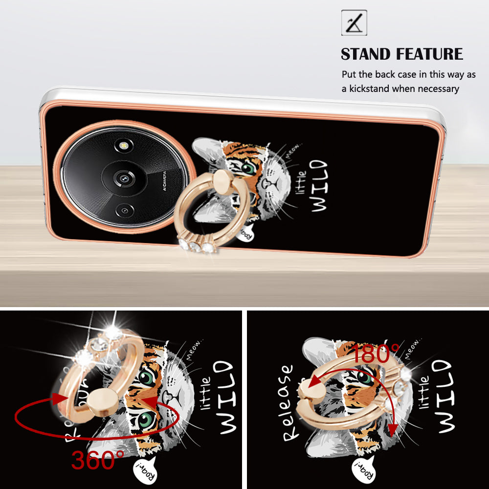 YB IMD Series-20 Style D for Xiaomi Redmi A3 / Poco C61 4G Case 2.0mm TPU Electroplating Edges Phone Cover - Cat / Tiger