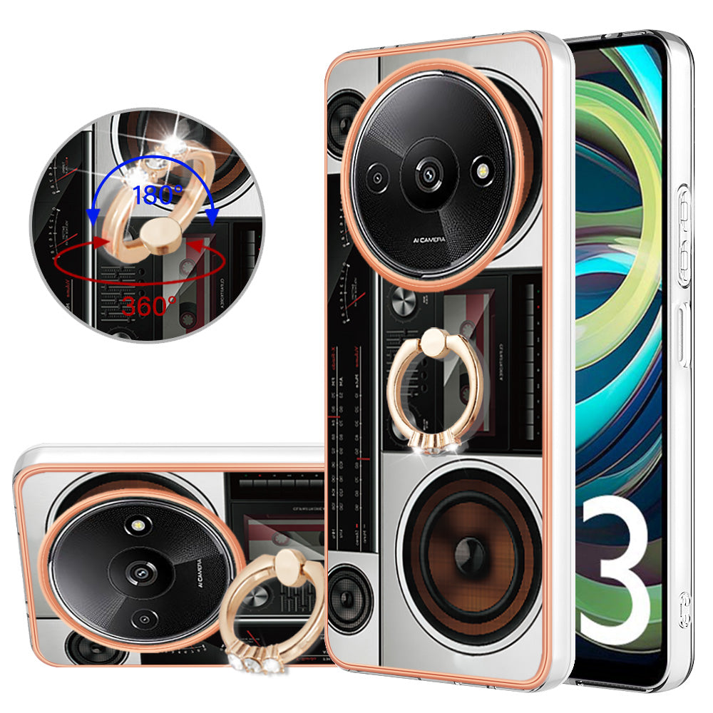 YB IMD Series-20 Style D for Xiaomi Redmi A3 / Poco C61 4G Case 2.0mm TPU Electroplating Edges Phone Cover - Radio