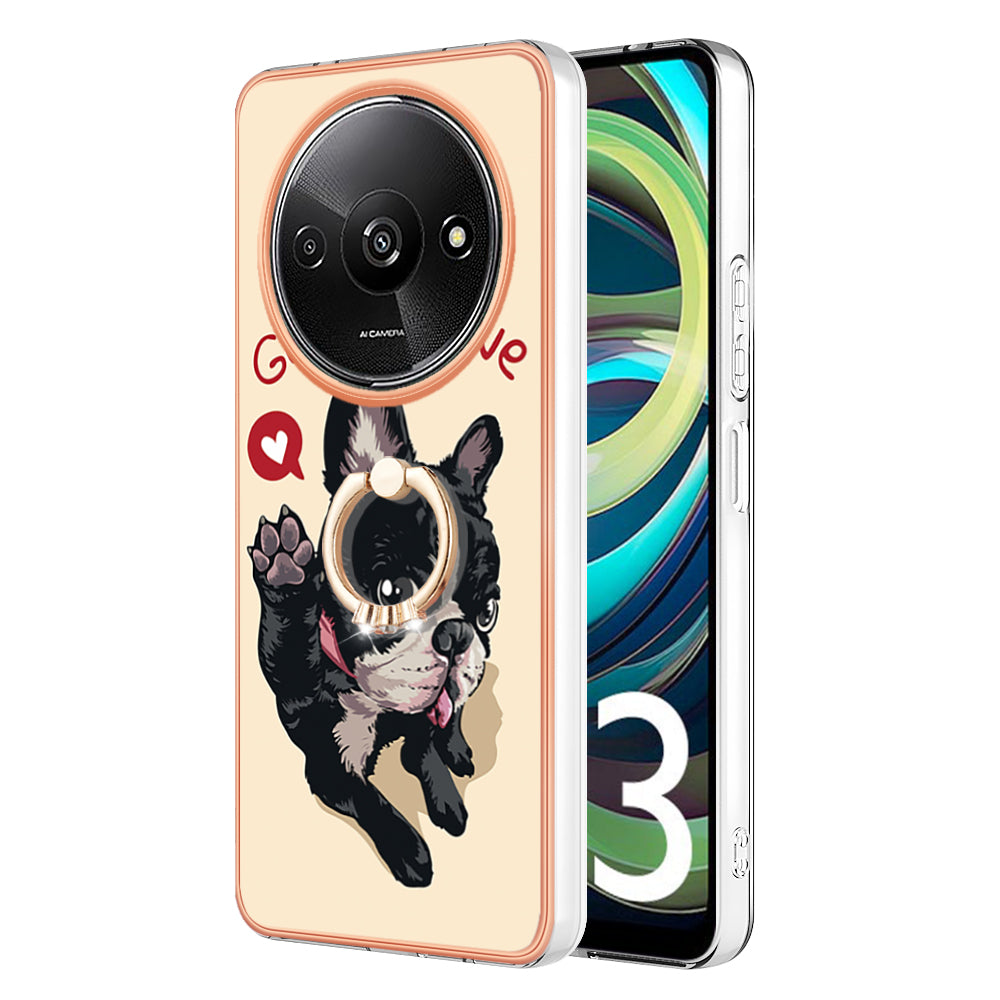 YB IMD Series-20 Style D for Xiaomi Redmi A3 / Poco C61 4G Case 2.0mm TPU Electroplating Edges Phone Cover - Dog