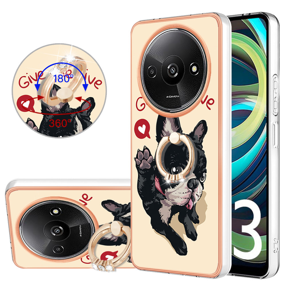 YB IMD Series-20 Style D for Xiaomi Redmi A3 / Poco C61 4G Case 2.0mm TPU Electroplating Edges Phone Cover - Dog