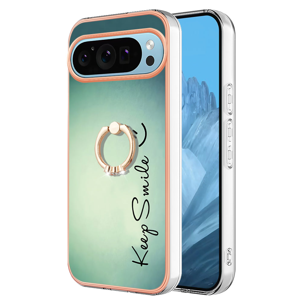 YB IMD Series-20 Style D for Google Pixel 9 Pro IMD Case TPU Phone Shell with Kickstand - Keep Smile