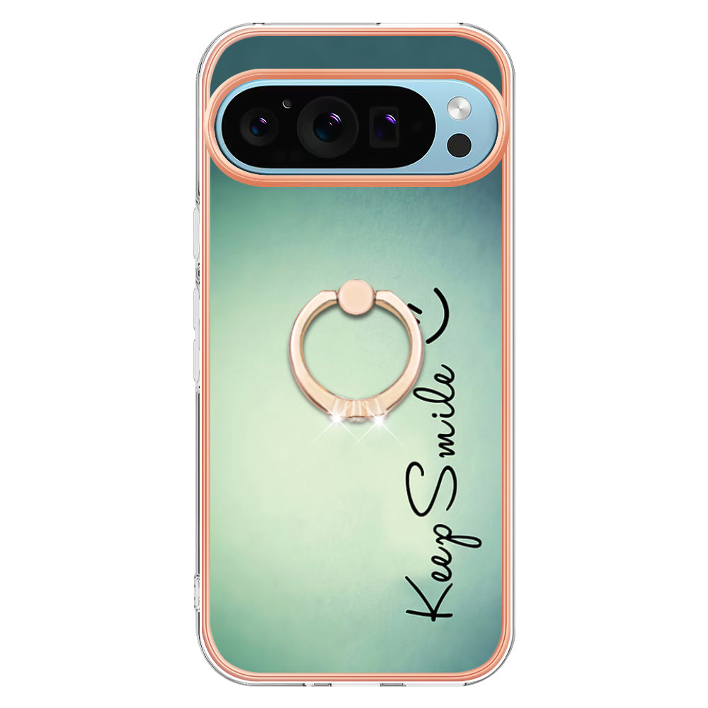 YB IMD Series-20 Style D for Google Pixel 9 Pro IMD Case TPU Phone Shell with Kickstand - Keep Smile