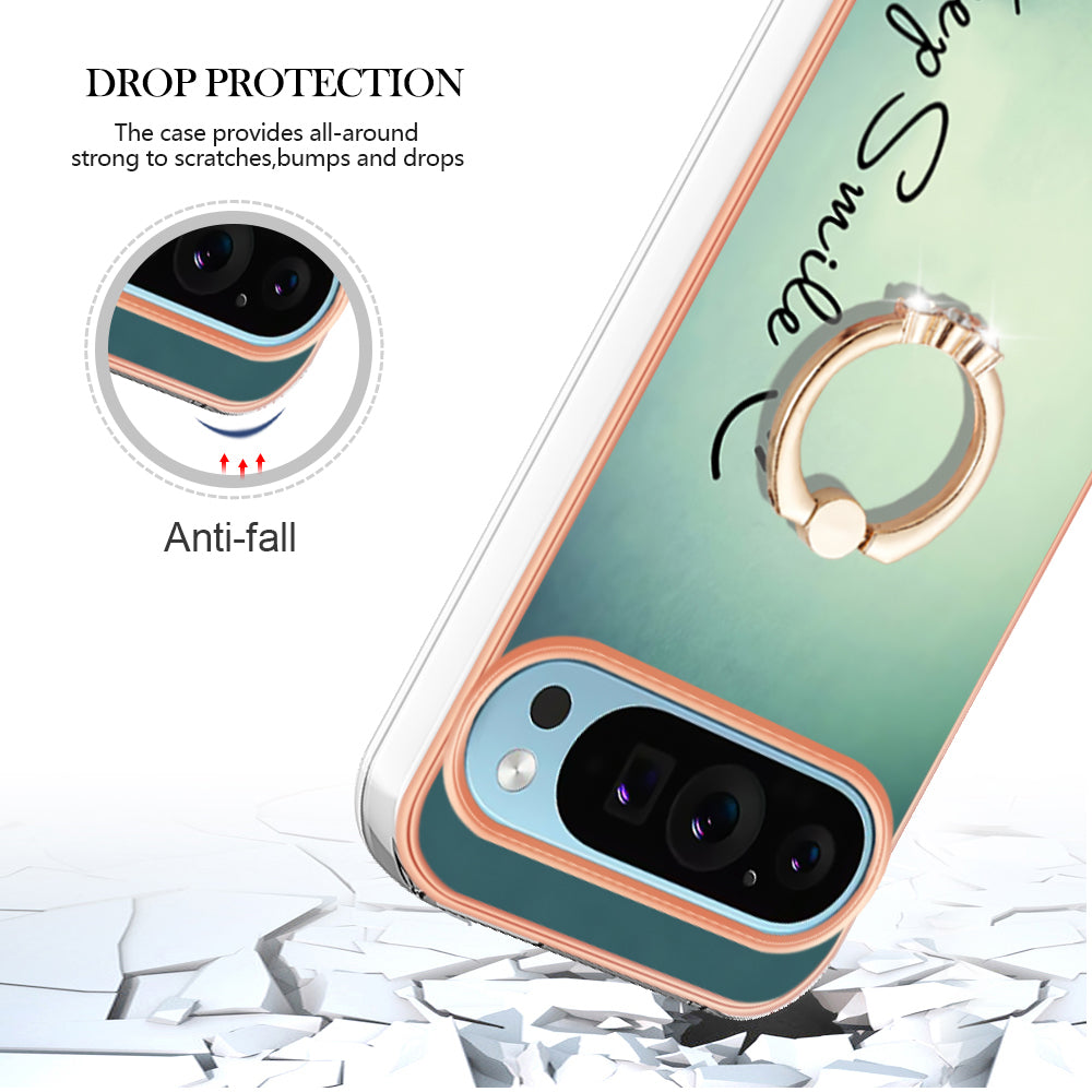 YB IMD Series-20 Style D for Google Pixel 9 Pro IMD Case TPU Phone Shell with Kickstand - Keep Smile