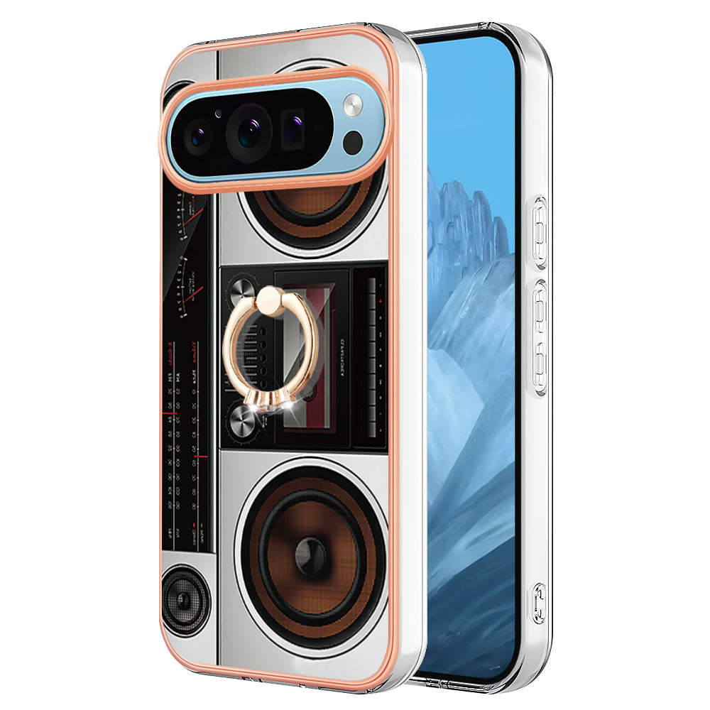 YB IMD Series-20 Style D for Google Pixel 9 Pro IMD Case TPU Phone Shell with Kickstand - Radio