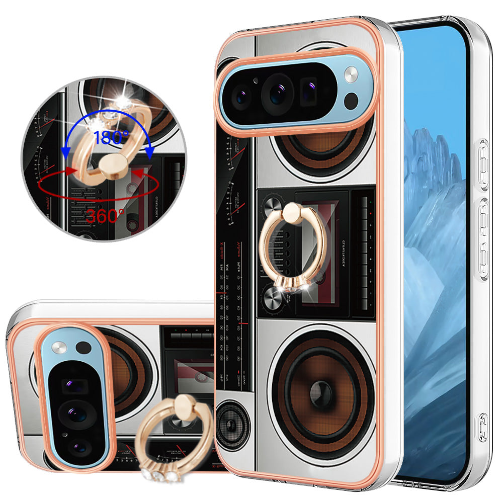 YB IMD Series-20 Style D for Google Pixel 9 Pro IMD Case TPU Phone Shell with Kickstand - Radio