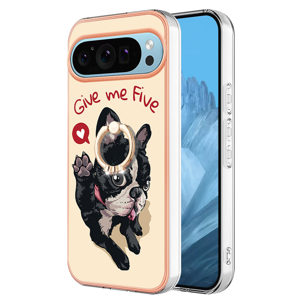 YB IMD Series-20 Style D for Google Pixel 9 Pro IMD Case TPU Phone Shell with Kickstand - Dog