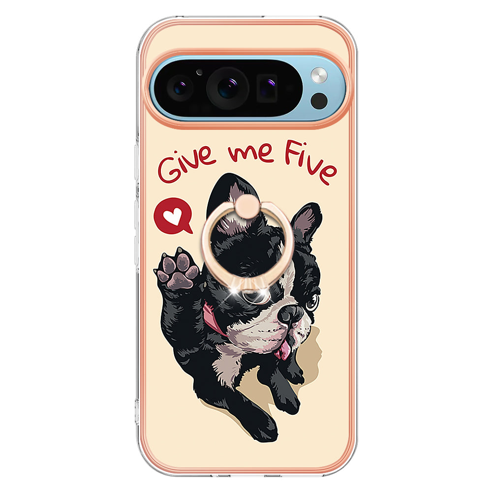 YB IMD Series-20 Style D for Google Pixel 9 Pro IMD Case TPU Phone Shell with Kickstand - Dog