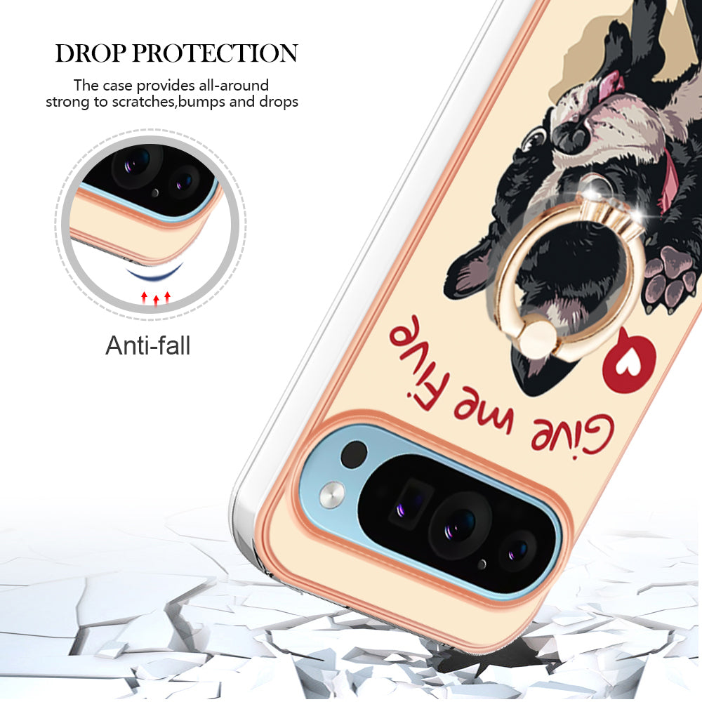 YB IMD Series-20 Style D for Google Pixel 9 Pro IMD Case TPU Phone Shell with Kickstand - Dog