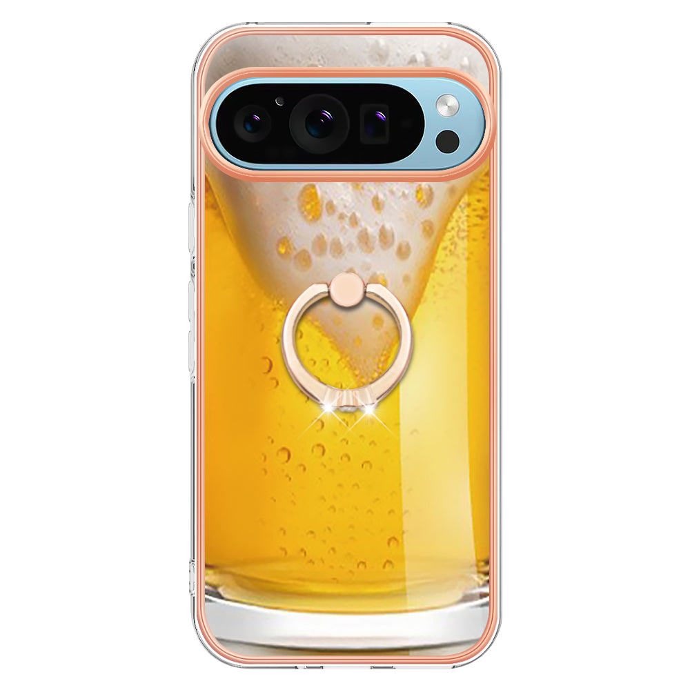 YB IMD Series-20 Style D for Google Pixel 9 Pro IMD Case TPU Phone Shell with Kickstand - Beer