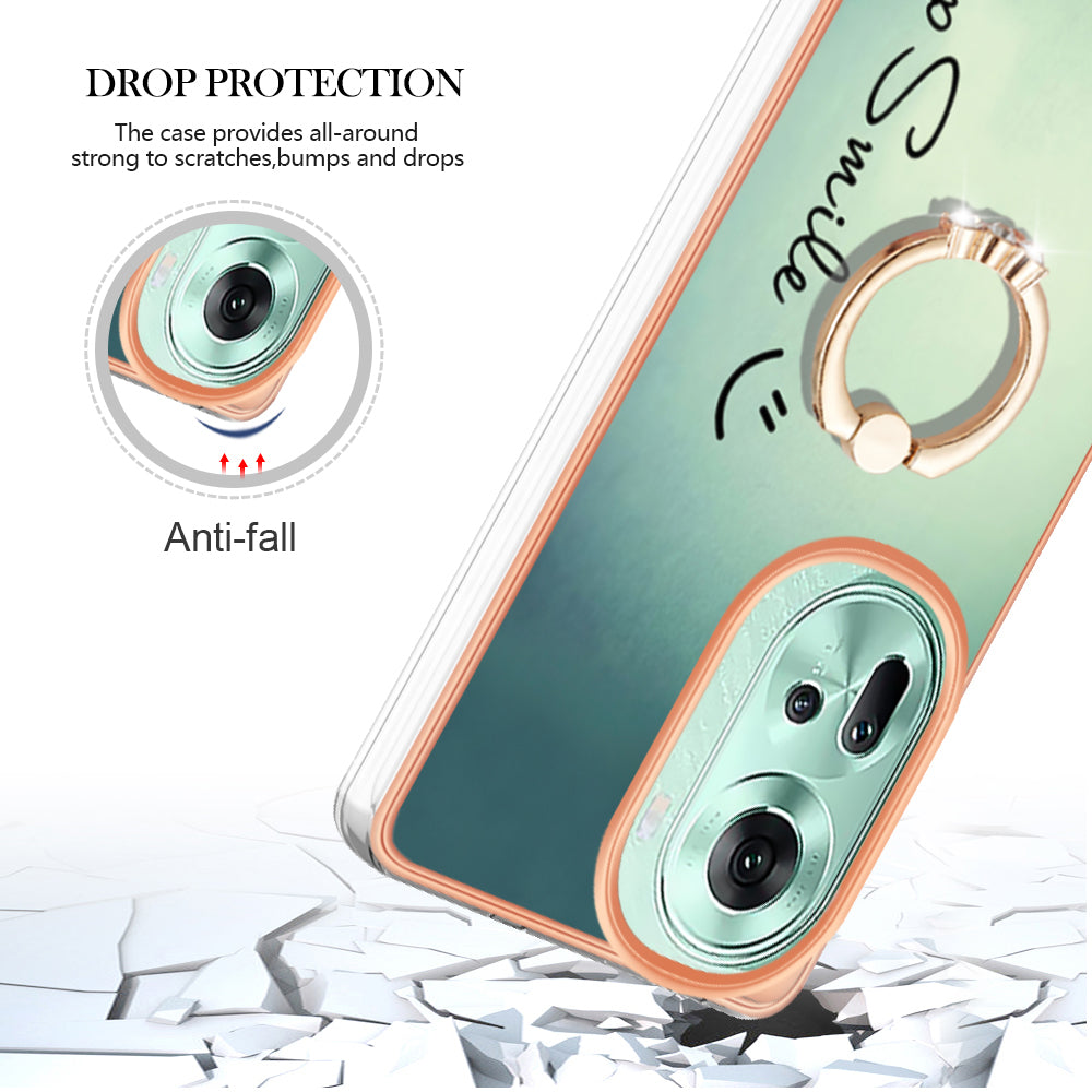 YB IMD Series-20 Style D for Oppo Reno11 5G (Global) Case 2.0mm Electroplating TPU Kickstand Cover - Keep Smile