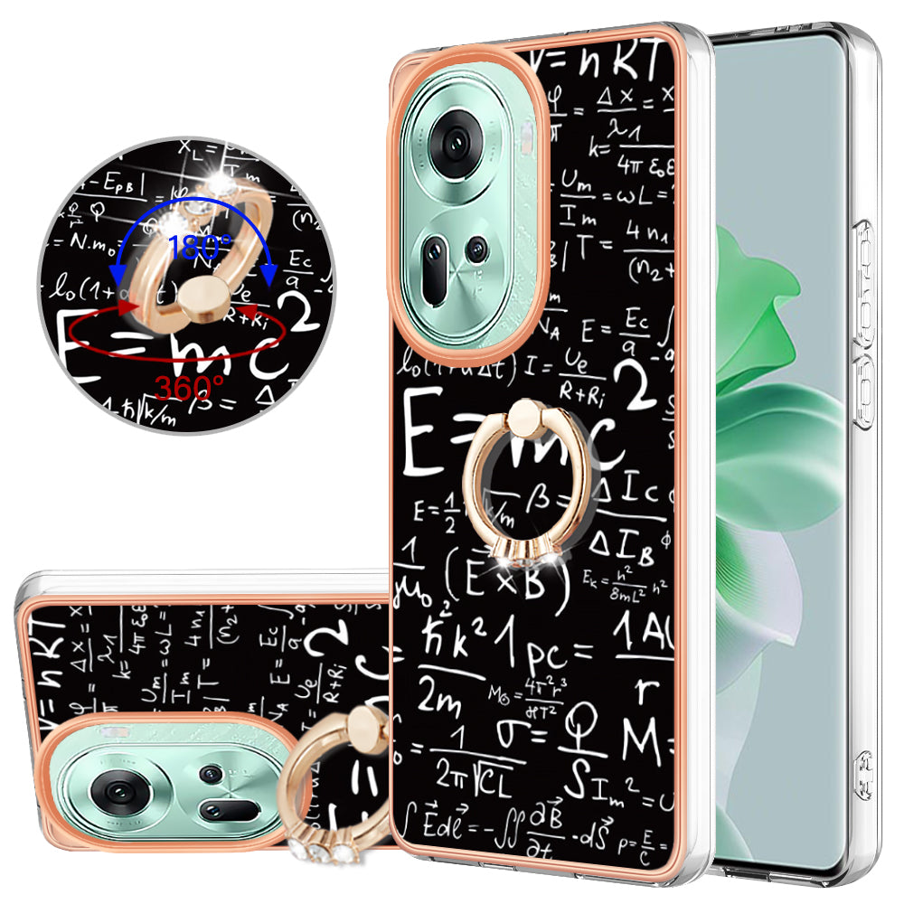 YB IMD Series-20 Style D for Oppo Reno11 5G (Global) Case 2.0mm Electroplating TPU Kickstand Cover - Equation