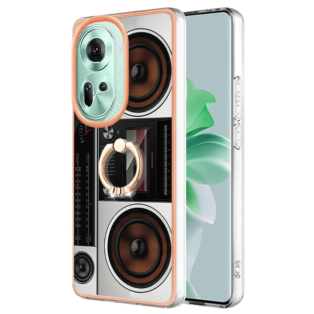 YB IMD Series-20 Style D for Oppo Reno11 5G (Global) Case 2.0mm Electroplating TPU Kickstand Cover - Radio