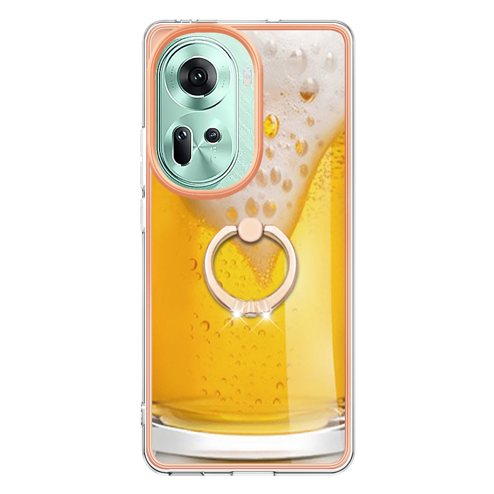 YB IMD Series-20 Style D for Oppo Reno11 5G (Global) Case 2.0mm Electroplating TPU Kickstand Cover - Beer