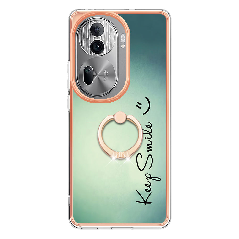 YB IMD Series-20 Style D for Oppo Reno11 Pro 5G (Global) TPU Case Pattern Printing 2.0mm Kickstand Cover - Keep Smile