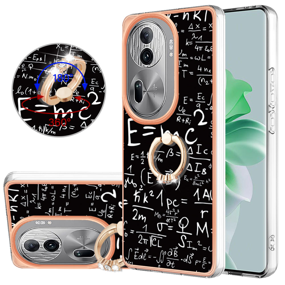 YB IMD Series-20 Style D for Oppo Reno11 Pro 5G (Global) TPU Case Pattern Printing 2.0mm Kickstand Cover - Equation