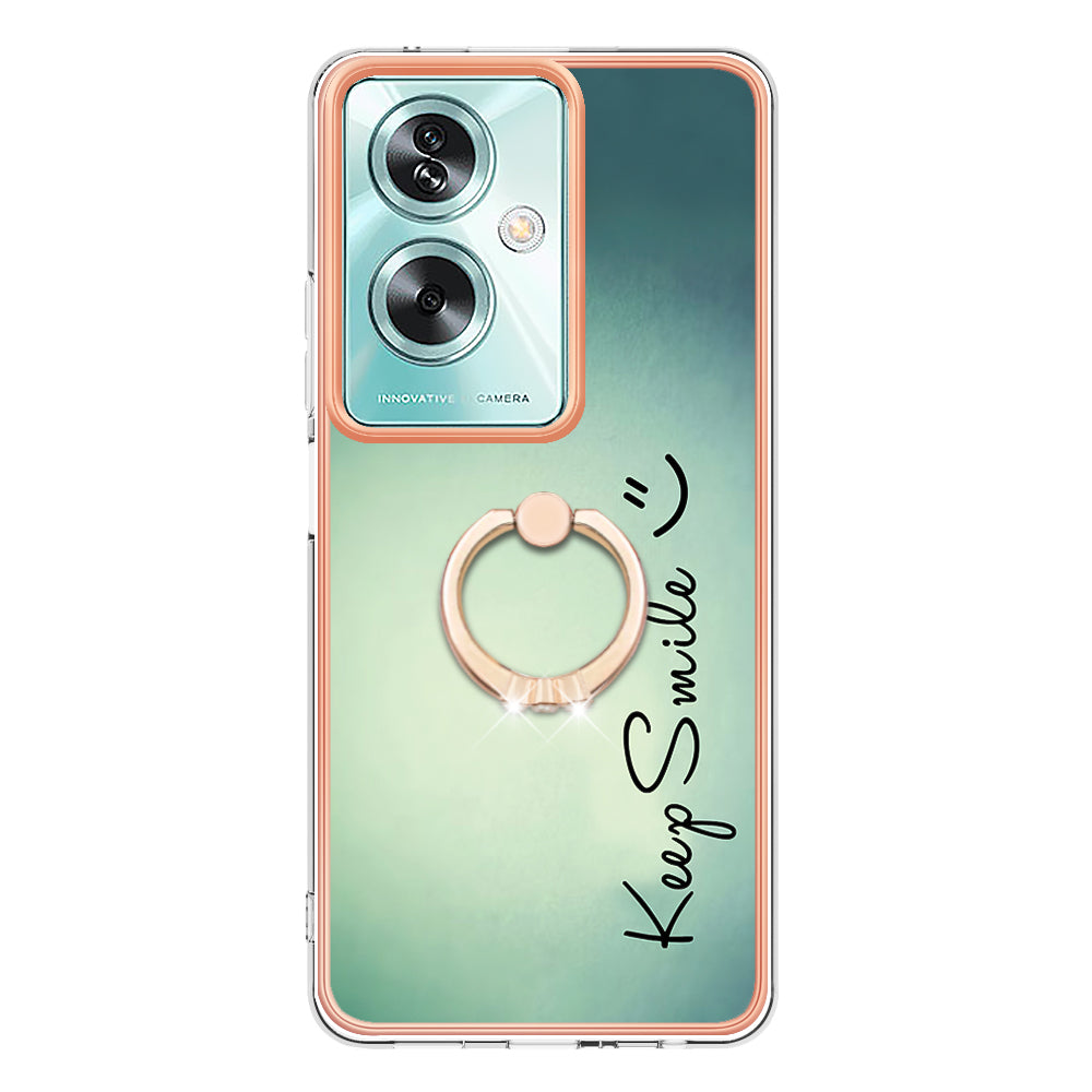 YB IMD Series-20 Style D for Oppo A79 5G / A2 5G Case Kickstand 2.0mm Electroplating TPU Cover - Keep Smile