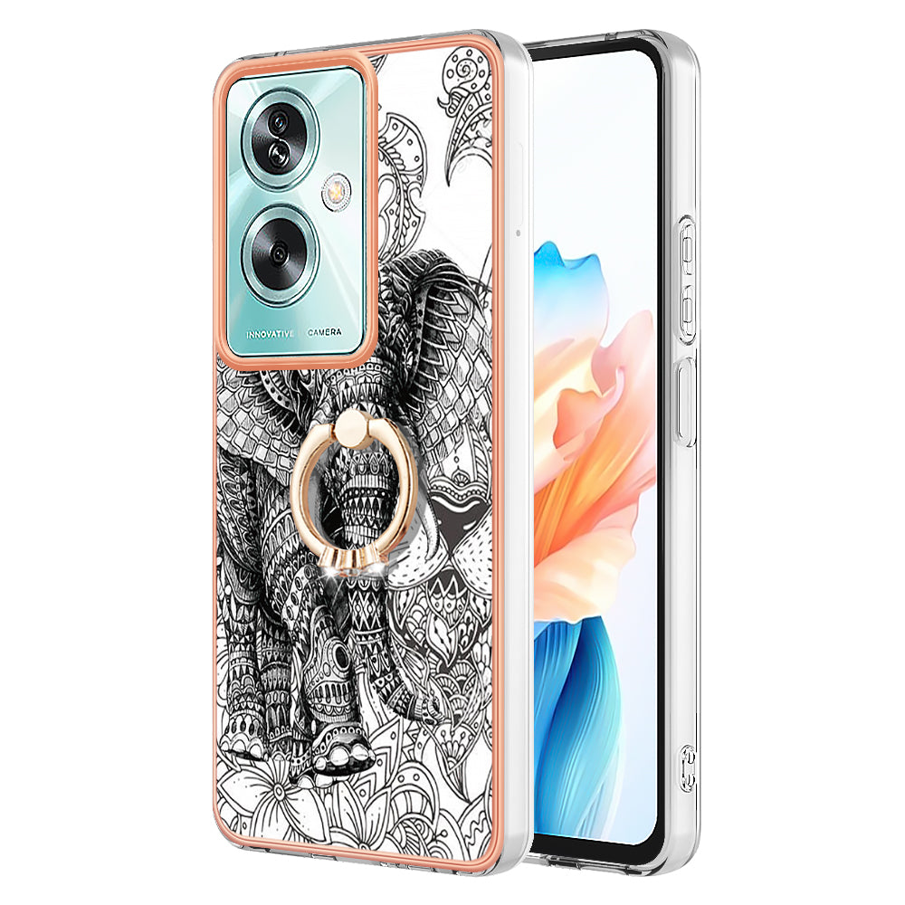 YB IMD Series-20 Style D for Oppo A79 5G / A2 5G Case Kickstand 2.0mm Electroplating TPU Cover - Totem Elephant