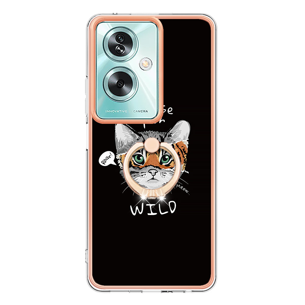 YB IMD Series-20 Style D for Oppo A79 5G / A2 5G Case Kickstand 2.0mm Electroplating TPU Cover - Cat / Tiger