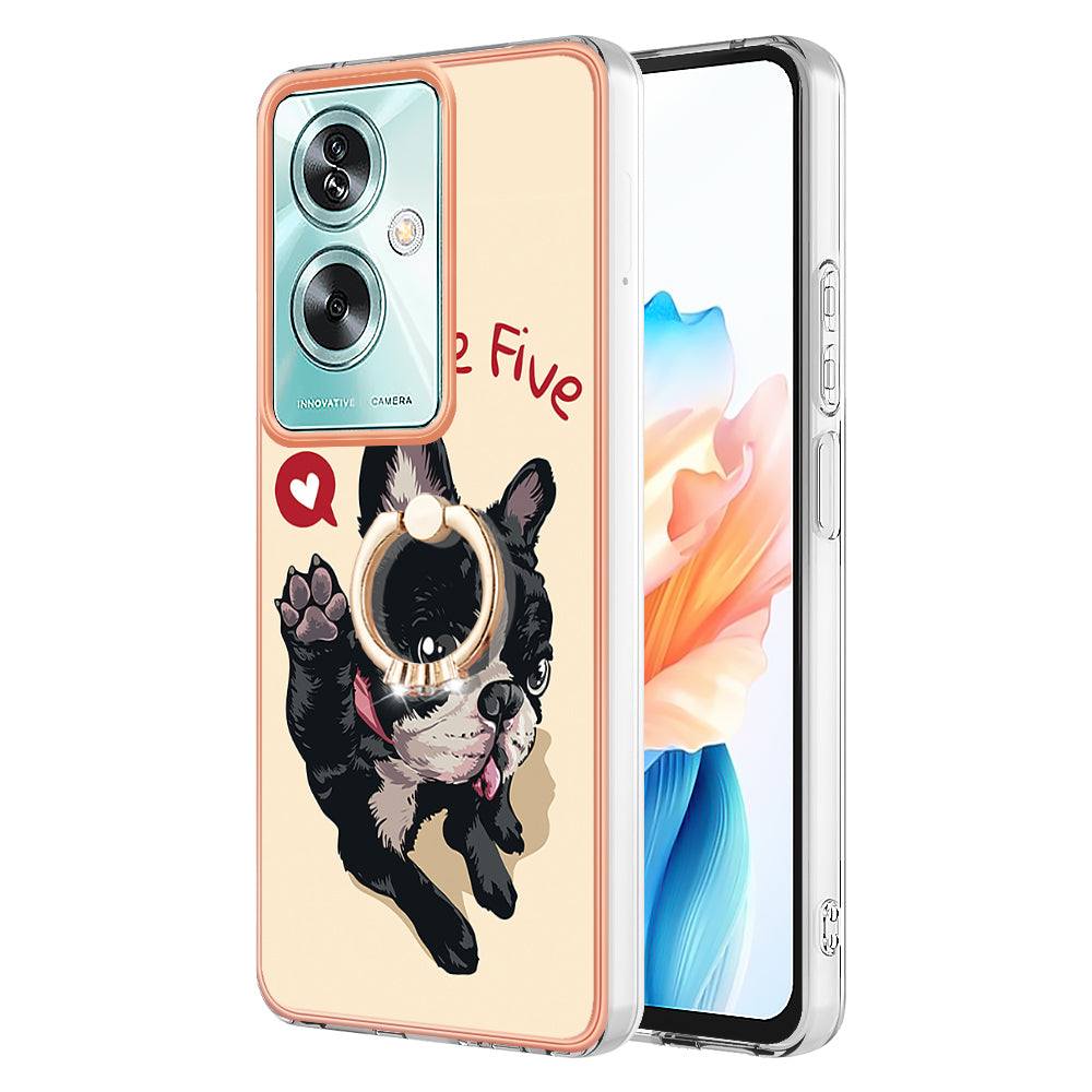 YB IMD Series-20 Style D for Oppo A79 5G / A2 5G Case Kickstand 2.0mm Electroplating TPU Cover - Dog