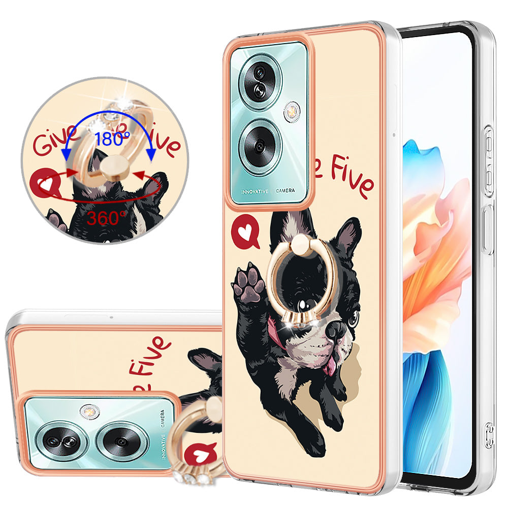 YB IMD Series-20 Style D for Oppo A79 5G / A2 5G Case Kickstand 2.0mm Electroplating TPU Cover - Dog