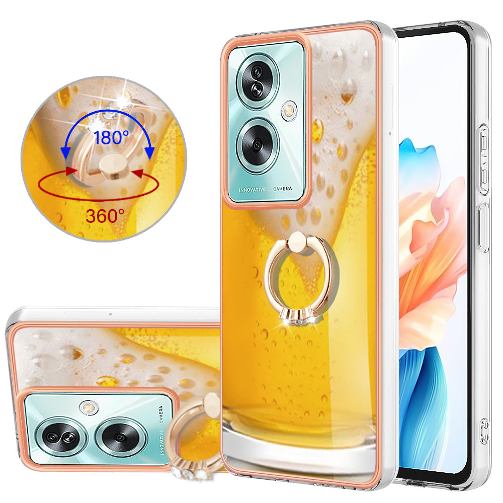 YB IMD Series-20 Style D for Oppo A79 5G / A2 5G Case Kickstand 2.0mm Electroplating TPU Cover - Beer
