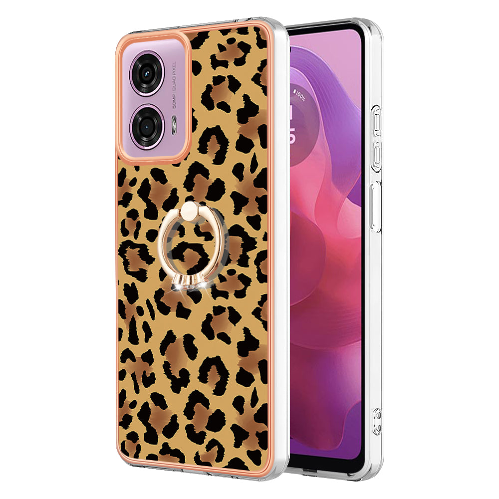 YB IMD Series-20 Style D for Motorola Moto G04 4G / G24 4G Case Kickstand 2.0mm TPU Cover - Leopard Print