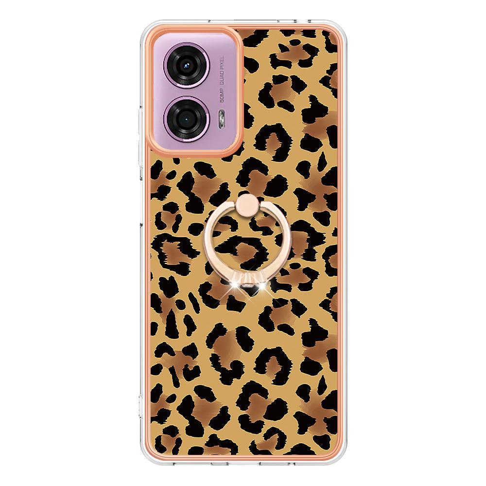 YB IMD Series-20 Style D for Motorola Moto G04 4G / G24 4G Case Kickstand 2.0mm TPU Cover - Leopard Print