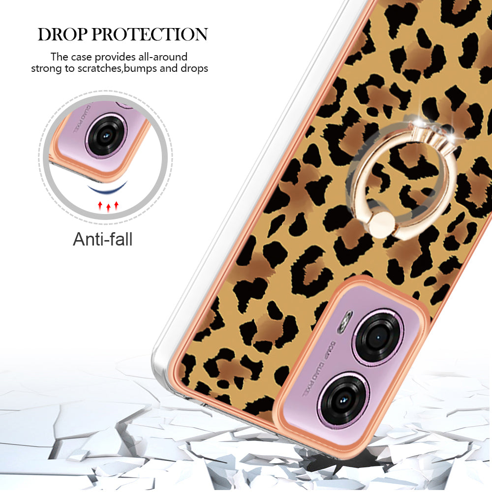 YB IMD Series-20 Style D for Motorola Moto G04 4G / G24 4G Case Kickstand 2.0mm TPU Cover - Leopard Print